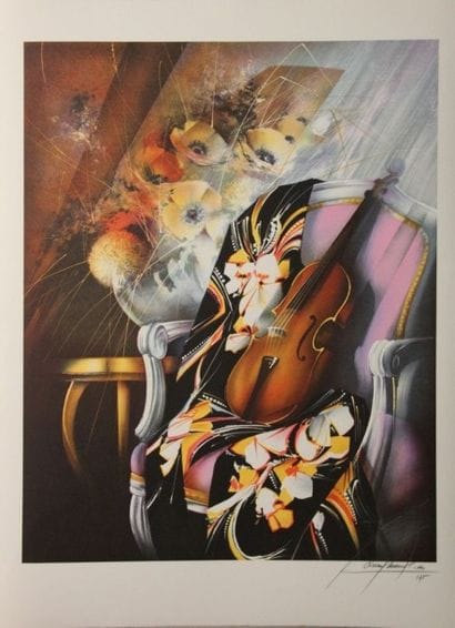 Raymond POULET (né en 1934). Le violon. Lithographie...