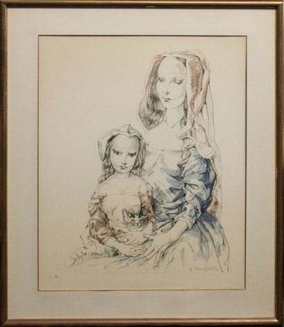 Tsuguharu FOUJITA (1886-1968). Femme et jeune...