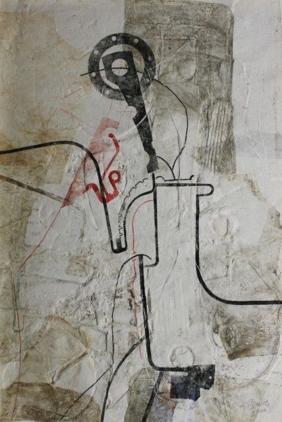 Gérard RENVEZ (né en 1946). Composition abstraite,...