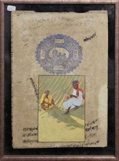 Ecole indienne du Xxème siècle. Couple. Gouache...