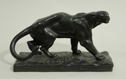 Hippolyte Marius GALY (1847-1929). Panthère...