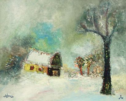 Stéphane LE GREC (1924-1998). Paysage d'hiver....