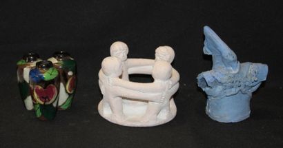 Lot de trois pièces en céramique. Xxème ...