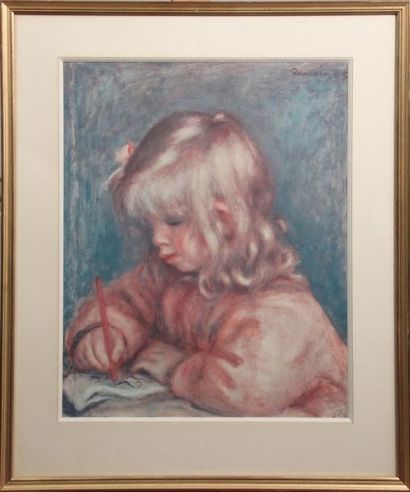 D'après RENOIR. La fillette à ses cours d'écritures....