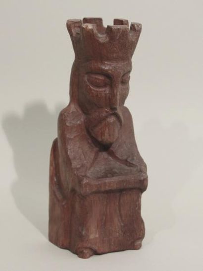 Statuette en bois sculpté (Charlemagne?)...