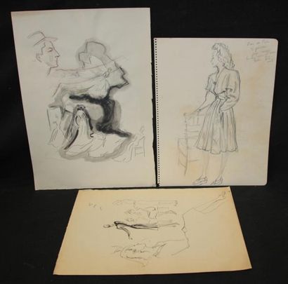 Charles KIFFER (1902-1992). Lot de deux dessins...