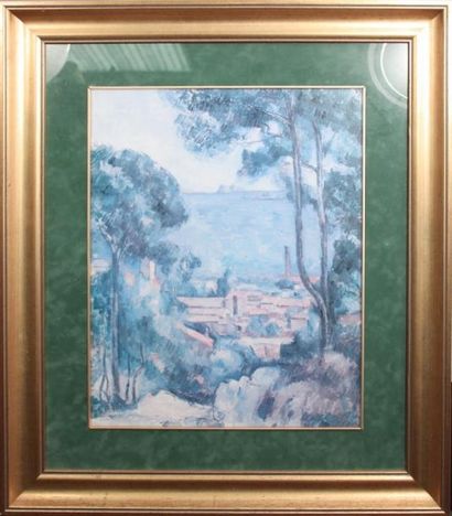 Paysage. Offset couleurs sur papier. Haut...