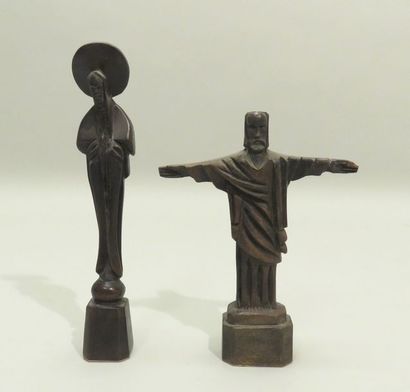 Lot de deux sculptures en bois. 22 x 4,5...