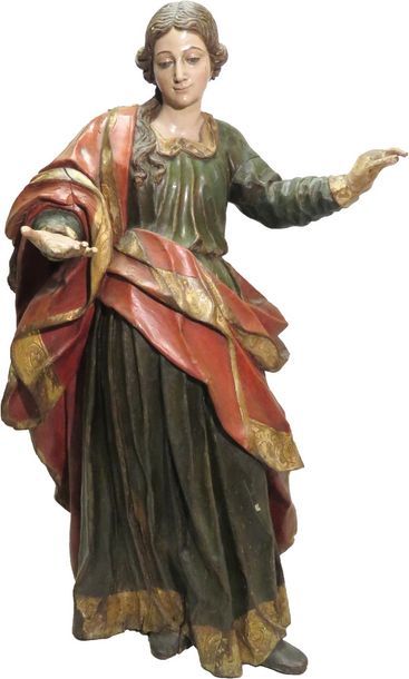 Sainte Femme en bois sculpté en ronde-bosse,...
