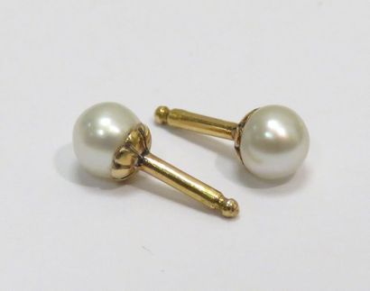 Paire de boutons d'oreilles en or jaune sertie...