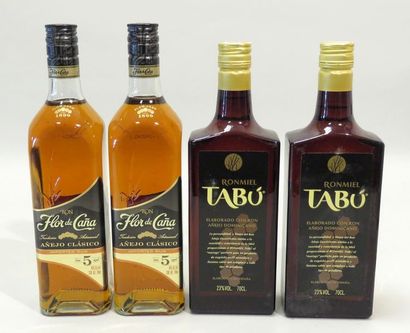 Lot de 4 Flacons, comprenant : -Rhum Flor...