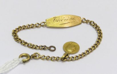 Gourmette de baptème en or jaune avec petites...