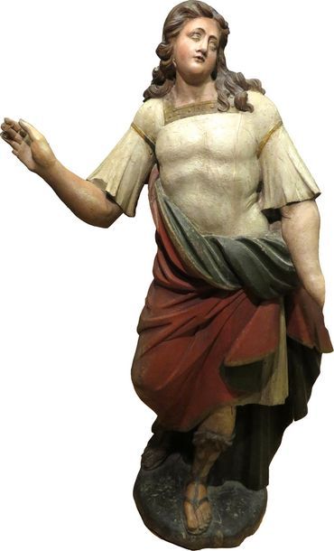 Soldat vêtu à l'antique en chêne sculpté...