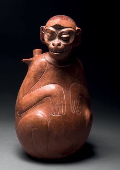 ZOOMORPHIC VASE, VERACRUZ CULTURED MONKEY,...