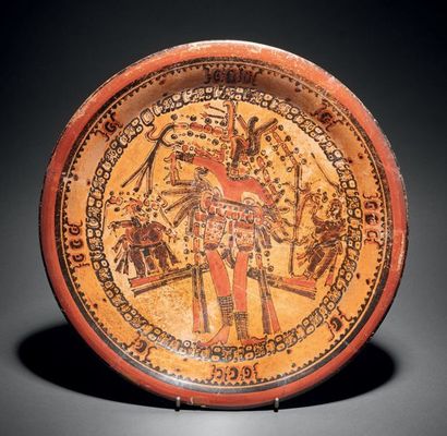 DECORATED TRIPODE PLATE OF A DANCER PERSONIFYING...