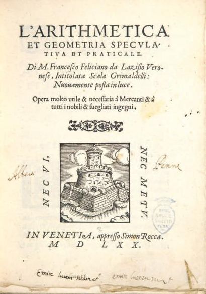 FELICIANO DA LAZESIO (Francesco)
L'Arithmetica...
