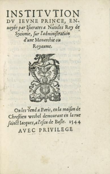 ISOCRATE
Institution du jeune prince, envoyée...