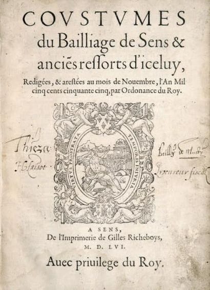 THOU (Christophe de)
Coustumes du Bailliage...