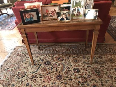 Natural wood table, Louis XVI style, inlaid...