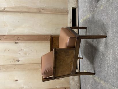 Set of Four armchairs:
One in light wood,...