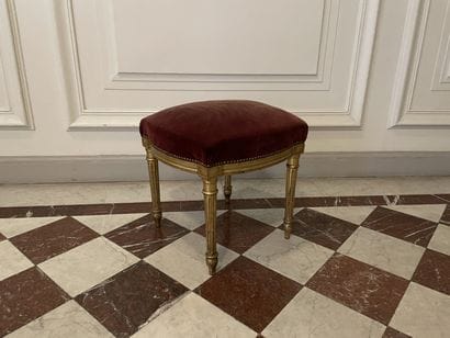 Gilded carved wood stool.
Louis XVI style,...