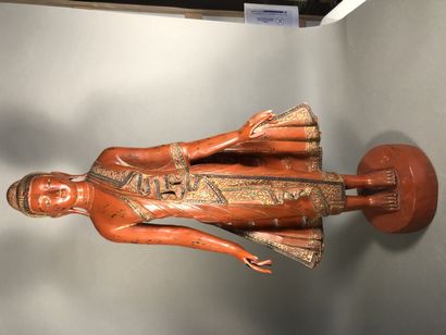 Standing Buddha
Carved polychrome wood and...