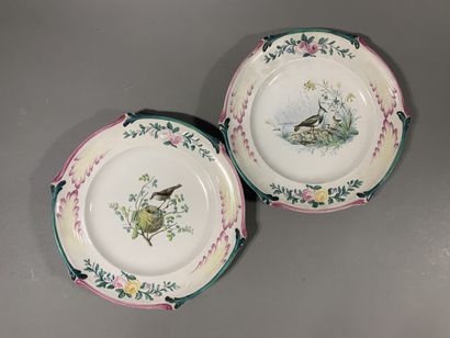 SCEAUX
Two earthenware plates
With polychrome...