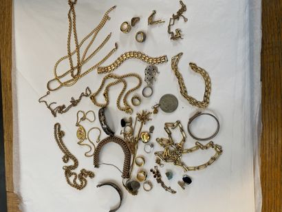 Lot of costume jewellery in gold plated metal....