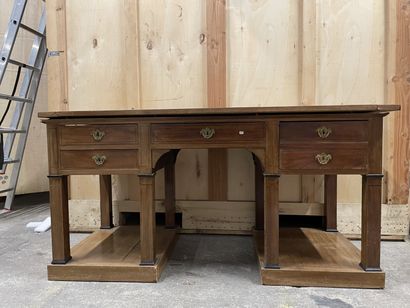 Large flat desk with pedestals
Mahogany and...