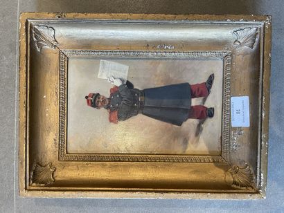 J. MANGE
Soldier in the gazette
Oil on panel
Signed...