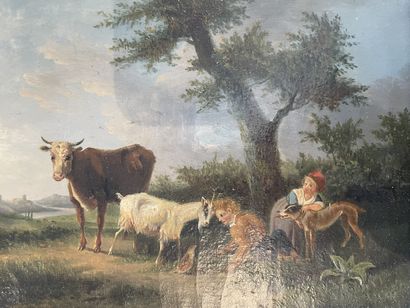 Ecole FRANÇAISE vers 1830

Children's pastoral...
