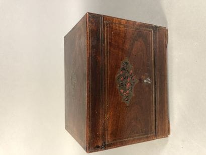 Veneer liqueur cellar, brass marquetry and...