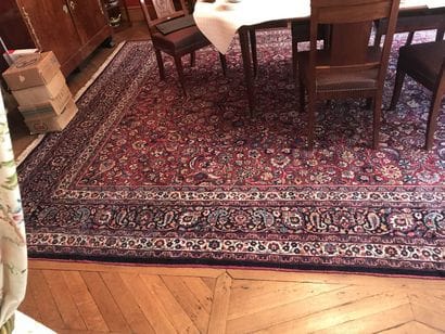 Mesched carpet (cotton warp and weft, wool...