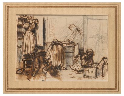Ernest MEISSONNIER (1815-

1891)

Scène d'intérieur.

Lavis...
