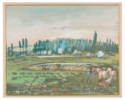 Jean DUFY (1888-1964)

La moisson.

Gouache,...