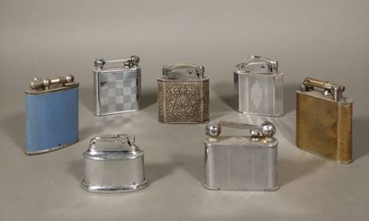 Set of 7 table lighters brand Myons, Flamidor...