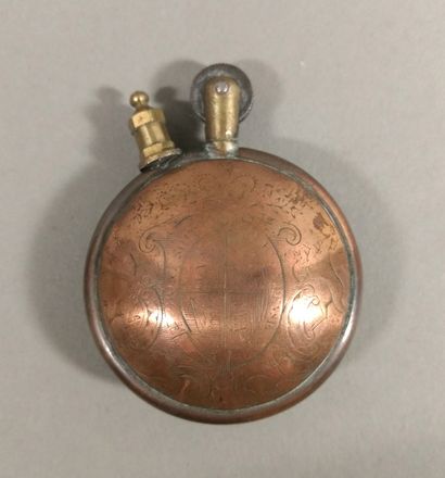 Set of 4 circular gasoline lighters in copper...