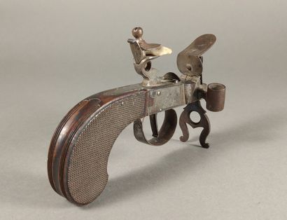 Brass and iron flint table lighter with a...