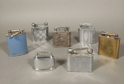 Set of 7 table lighters brand Myons, Flamidor...