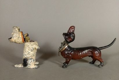 Set of two polychrome regula table lighters...