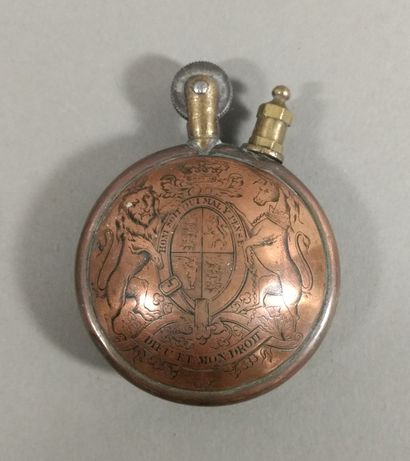 Set of 4 circular gasoline lighters in copper...