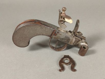 Brass and iron flint table lighter with a...