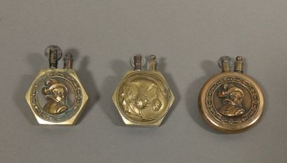Set of 3 Brass Hairy Petrol Lighters with...