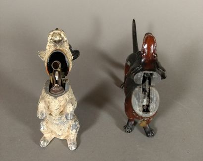 Set of two polychrome regula table lighters...