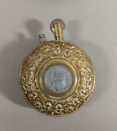 Set of 4 circular gasoline lighters in copper...