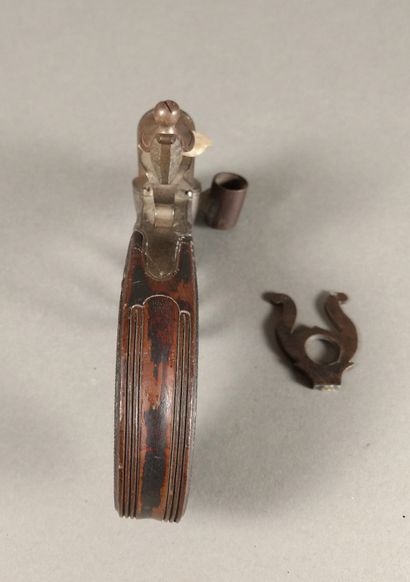 Brass and iron flint table lighter with a...
