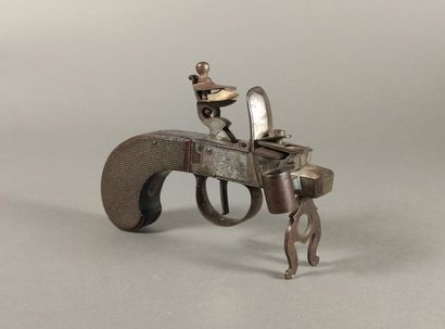 Brass and iron flint table lighter with a...