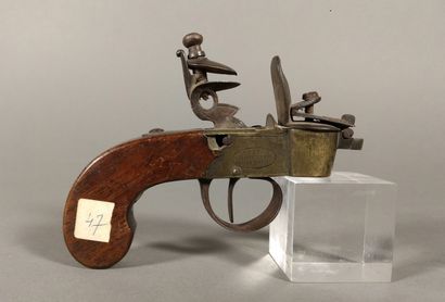 Brass and iron flint table lighter-pistol,...