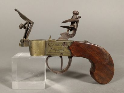 Brass and iron flint table lighter-pistol,...