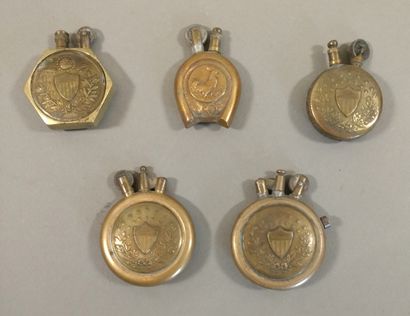 Set of 5 Brass Lighters with US Coat of ...